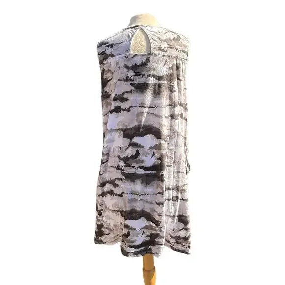 Cuddle Duds Tye Dye Dress Woman’s Sz XL Black Gray White Comfy - Picture 3 of 11
